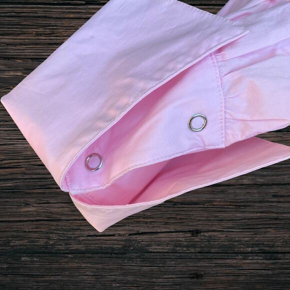 Pink bow tie high collared shirt vintage 1980s coquette balletcore office siren - Picture 6 of 9